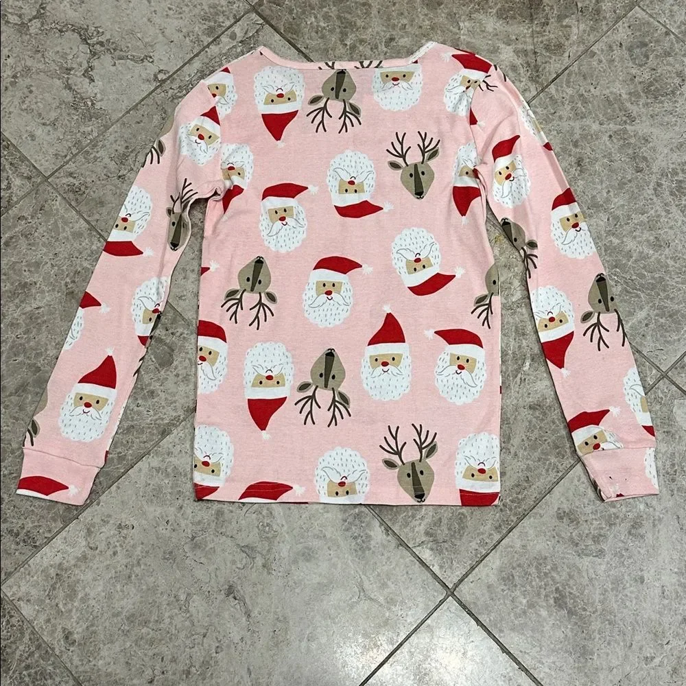 Carter’s Holiday Pajama Set NEW Pink Santa Reindeer 2pc Set Cotton Size 10